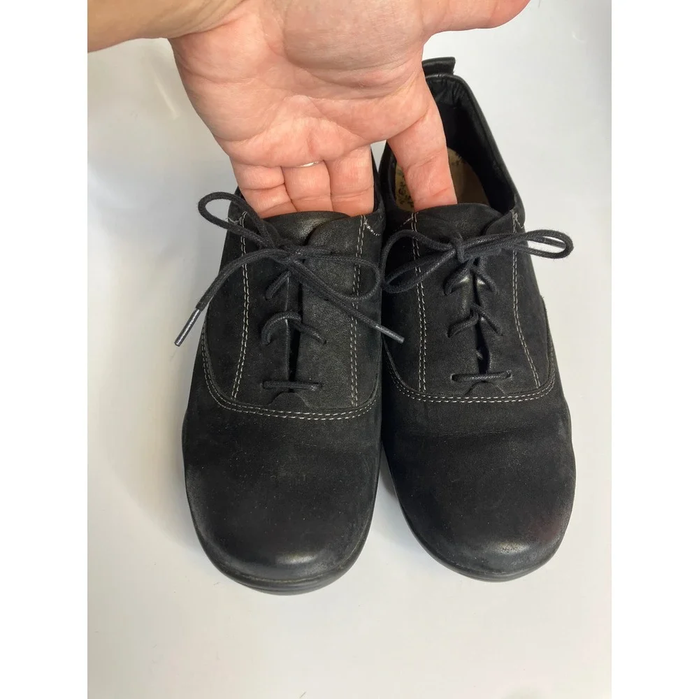 Taos Getaway Oxfords Womens 8.5 Black Leather Good Lace Up Comfort Shoes